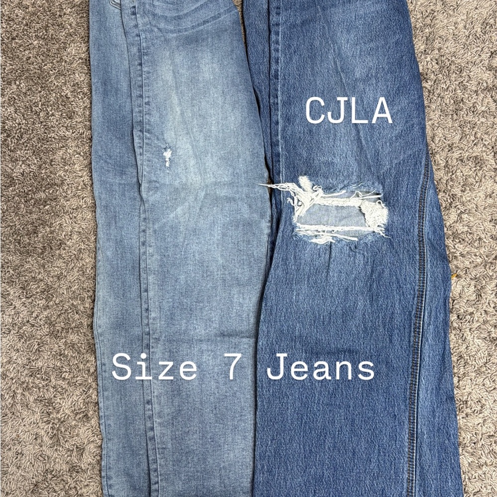 Carly Jean Los Angeles Two-Tone Distressed Blue Jeans